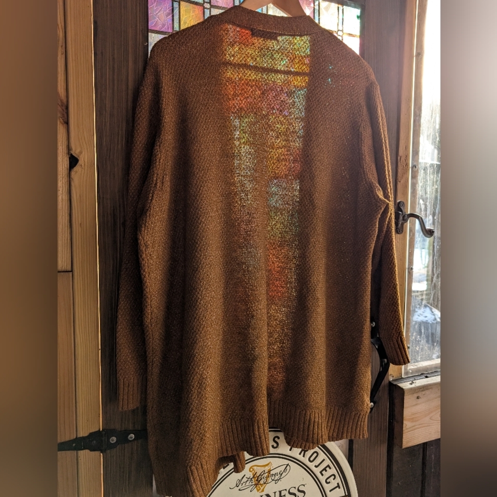 Pink Clover Brown Open-Front Cardigan - Picture 4 of 4